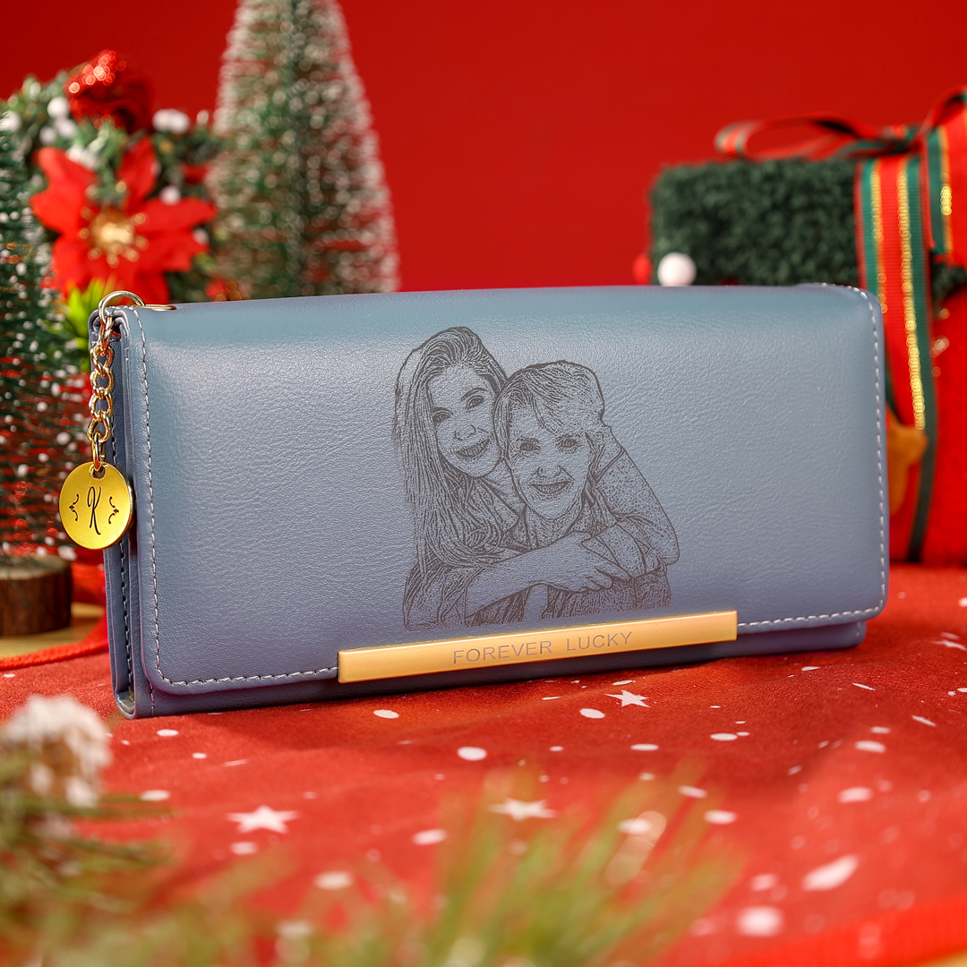 Personalised Women Wallet with Custom Photo and Engraved Letter-Jessemade AU