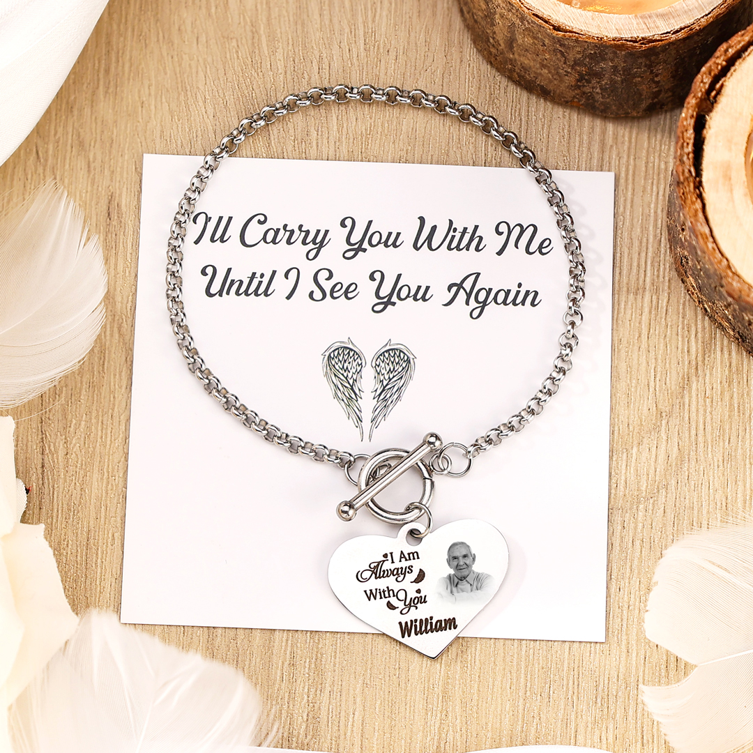 Personalised Memorial Bracelet with Custom Name and Photo I Am Always With You Gift Set for Family Members-Jessemade AU