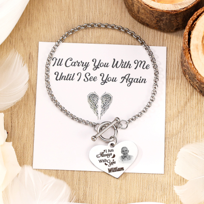 Personalised Memorial Bracelet with Custom Name and Photo I Am Always With You Gift Set for Family Members-Jessemade AU