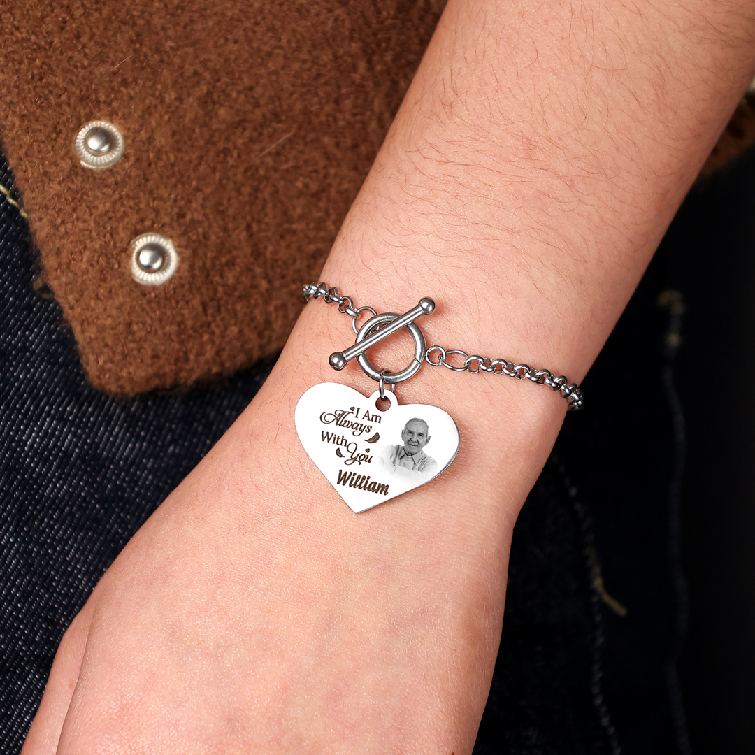 Personalized Memorial Bracelet with Custom Name and Photo I Am Always With You Gift Set-Jessemade AU