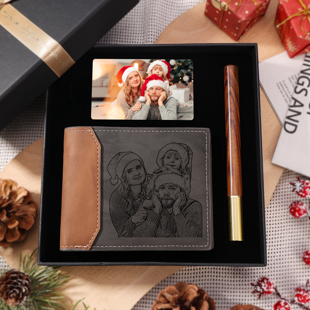 Personalised Gift Set for Him Custom Photo Wallet &Wallet Card Perfect Christmas or Valentine’s Day Gift
