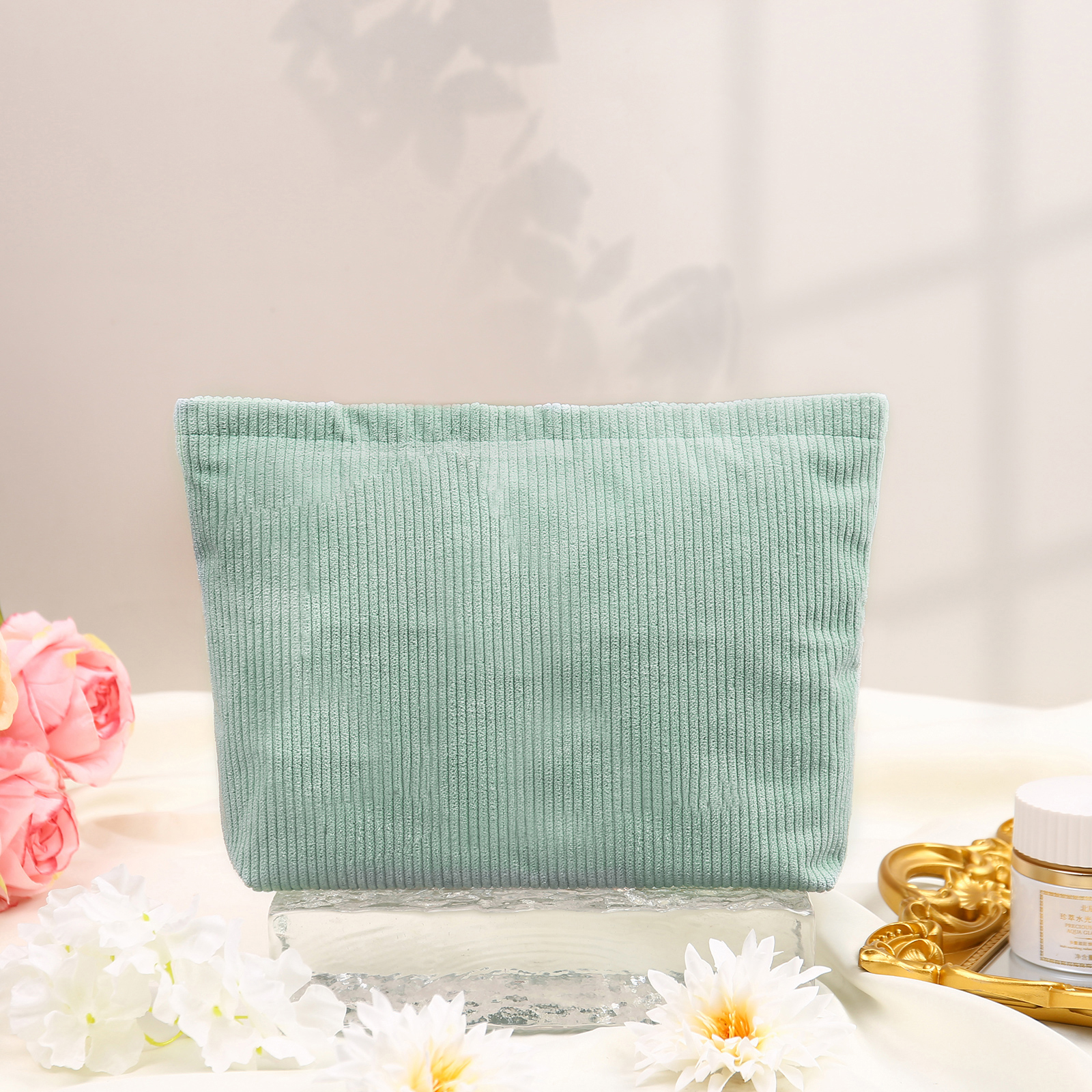 Soft Corduroy Makeup Bag Stylish Cosmetic Pouch Perfect Gift for Her-Jessemade AU
