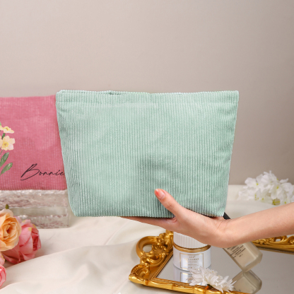Soft Corduroy Makeup Bag Stylish Cosmetic Pouch Perfect Gift for Her-Jessemade AU
