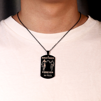 Brother Forever Dog Tag Necklace Personalised Black Double-sided Necklace Customised 2 Names Viking Necklace Gift to Brother-Jessemade AU