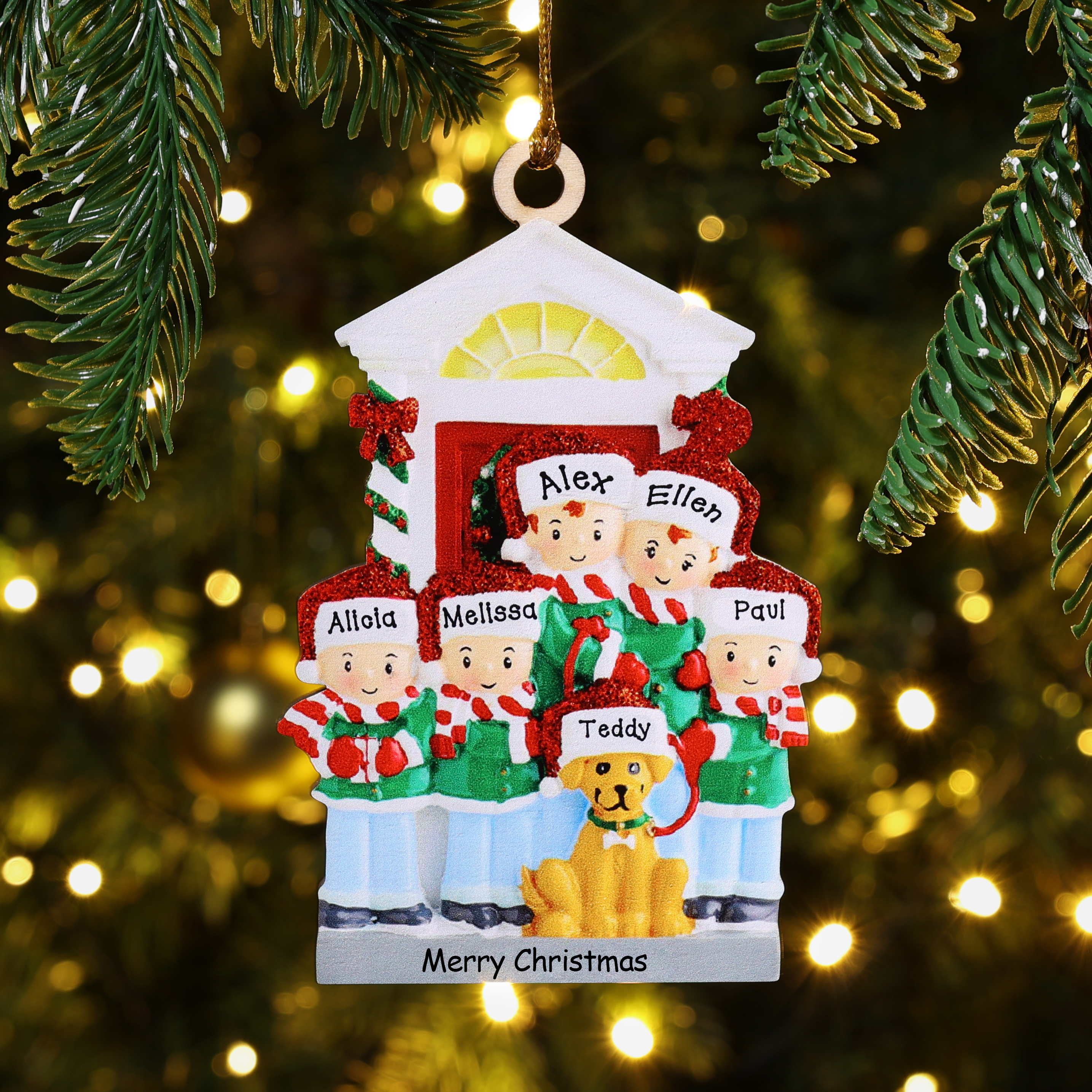 Personalised Family Christmas Ornament Custom 3 Names with Pet Hanging Ornament Gifts For Family-Jessemade AU