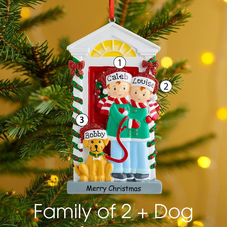 Personalised Family Christmas Ornament Custom 5 Names with Pet Dog Hanging Ornament Gifts For Family-Jessemade AU