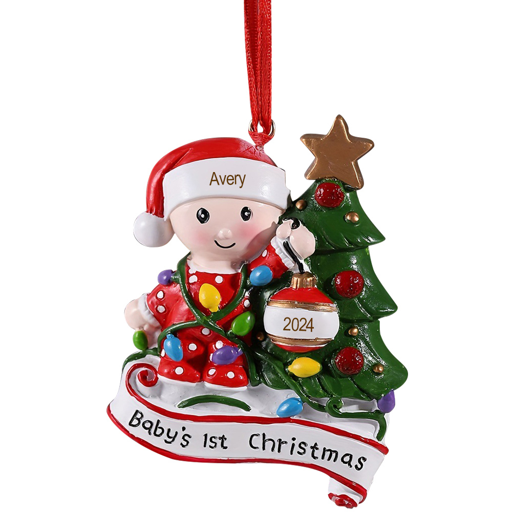 Personalised Christmas Tree Ornaments Customised Name & Date Christmas Decor - Baby's 1st Christmas Gifts-Jessemade AU