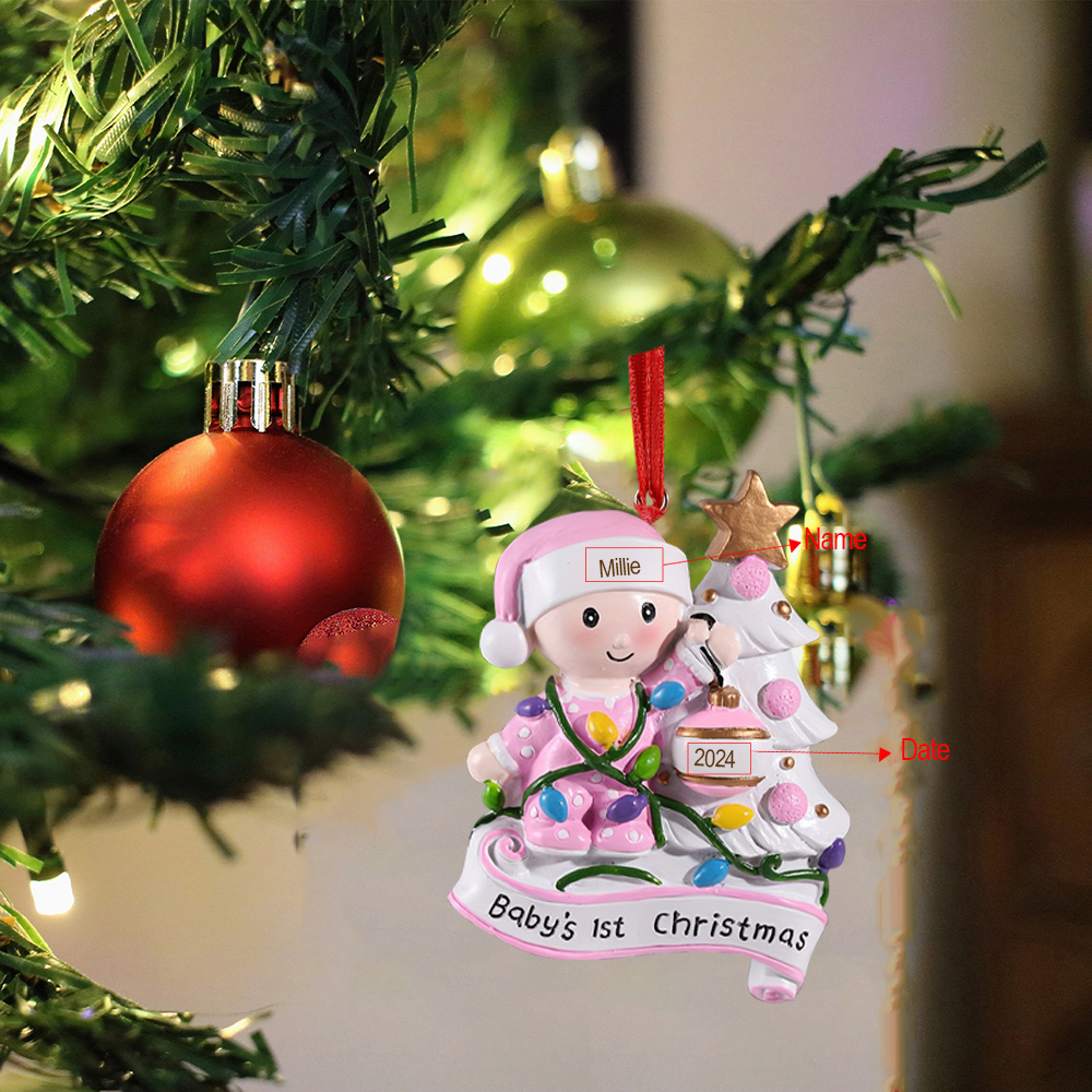 Personalised Christmas Tree Ornaments Customised Name & Date Christmas Decor - Baby's 1st Christmas Gifts-Jessemade AU