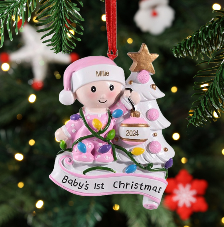 Personalised Christmas Tree Ornaments Customised Name & Date Christmas Decor - Baby's 1st Christmas Gifts