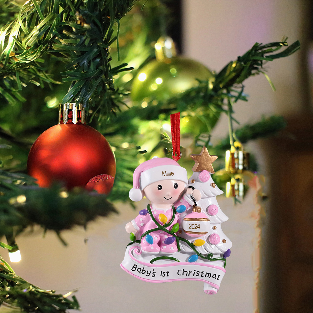 Personalised Christmas Tree Ornaments Customised Name & Date Christmas Decor - Baby's 1st Christmas Gifts-Jessemade AU