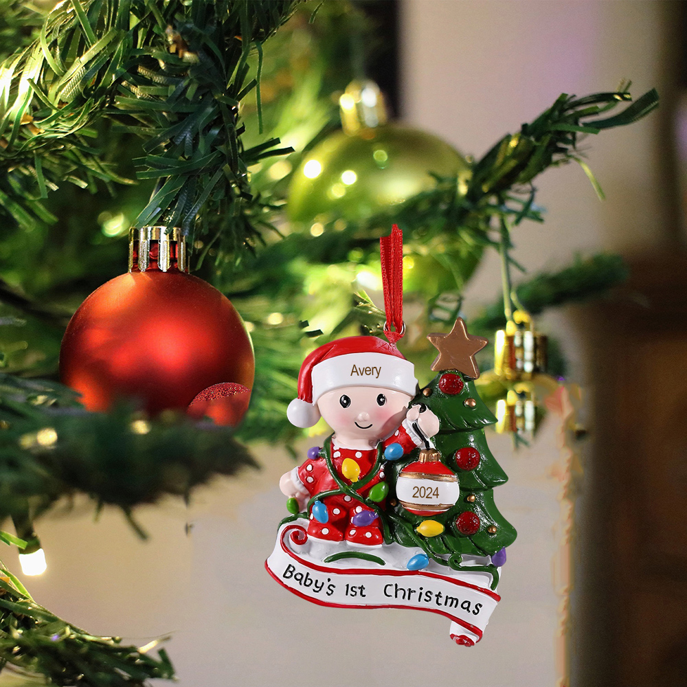 Personalised Christmas Tree Ornaments Customised Name & Date Christmas Decor - Baby's 1st Christmas Gifts-Jessemade AU