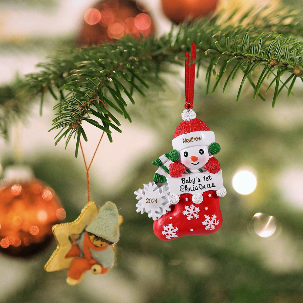 Personalised Christmas Stockings Ornaments Customised Name & Date Christmas Decor - Baby's 1st Christmas Gifts-Jessemade AU