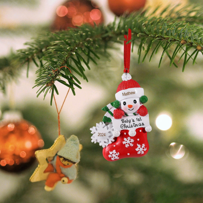 Personalised Christmas Stockings Ornaments Customised Name & Date Christmas Decor - Baby's 1st Christmas Gifts-Jessemade AU