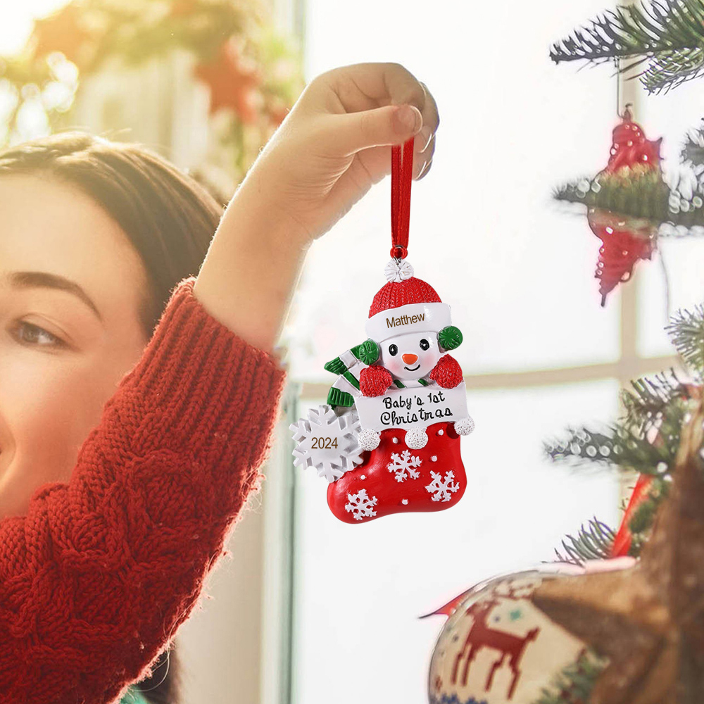 Personalised Christmas Stockings Ornaments Customised Name & Date Christmas Decor - Baby's 1st Christmas Gifts-Jessemade AU