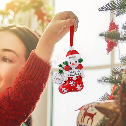 Personalised Christmas Stockings Ornaments Customised Name & Date Christmas Decor - Baby's 1st Christmas Gifts-Jessemade AU
