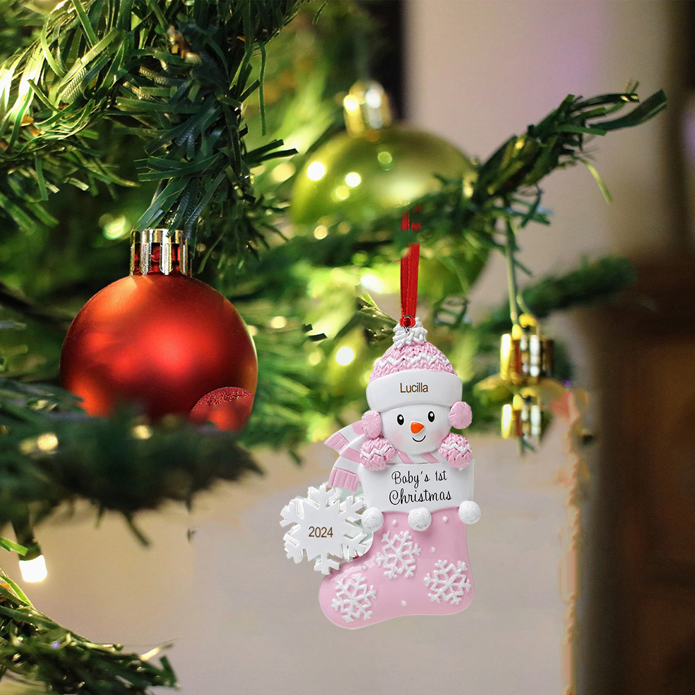 Personalised Christmas Stockings Ornaments Customised Name & Date Christmas Decor - Baby's 1st Christmas Gifts-Jessemade AU