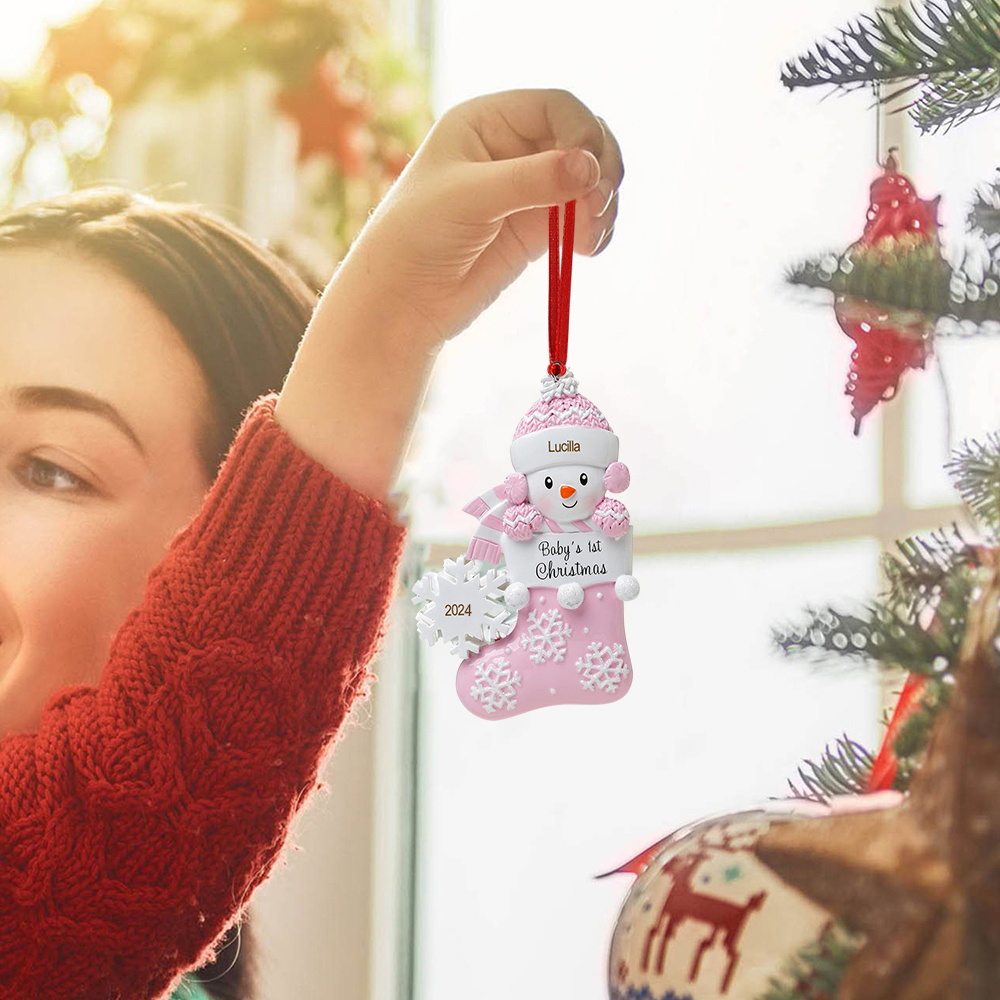 Personalised Christmas Stockings Ornaments Customised Name & Date Christmas Decor - Baby's 1st Christmas Gifts-Jessemade AU