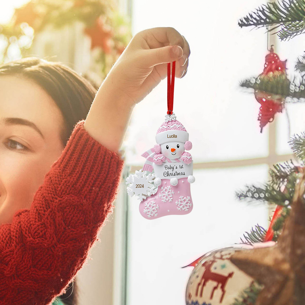 Personalised Christmas Stockings Ornaments Customised Name & Date Christmas Decor - Baby's 1st Christmas Gifts-Jessemade AU
