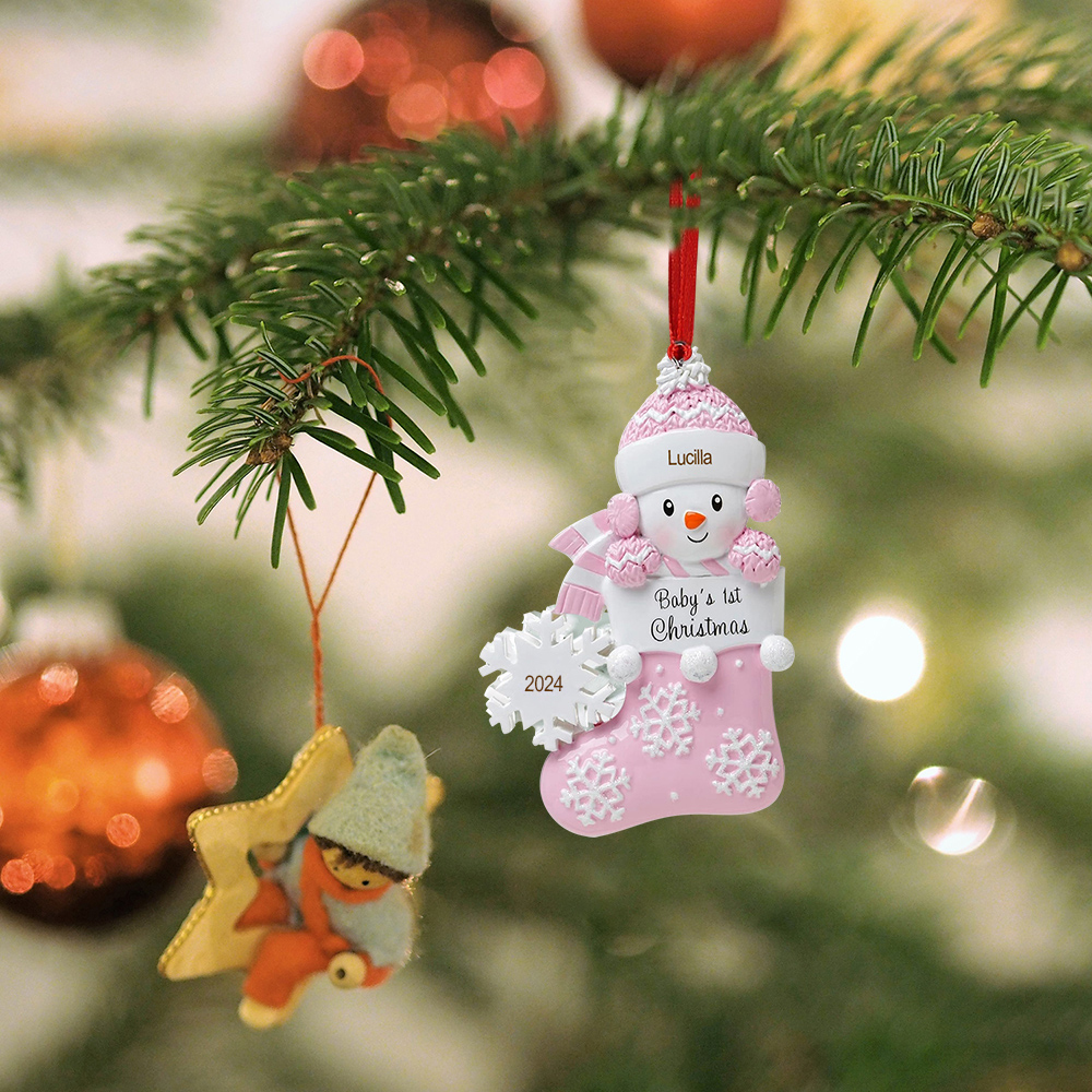 Personalised Christmas Stockings Ornaments Customised Name & Date Christmas Decor - Baby's 1st Christmas Gifts-Jessemade AU