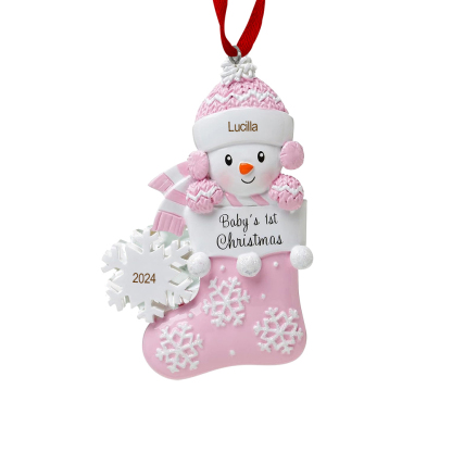 Personalised Christmas Stockings Ornaments Customised Name & Date Christmas Decor - Baby's 1st Christmas Gifts-Jessemade AU