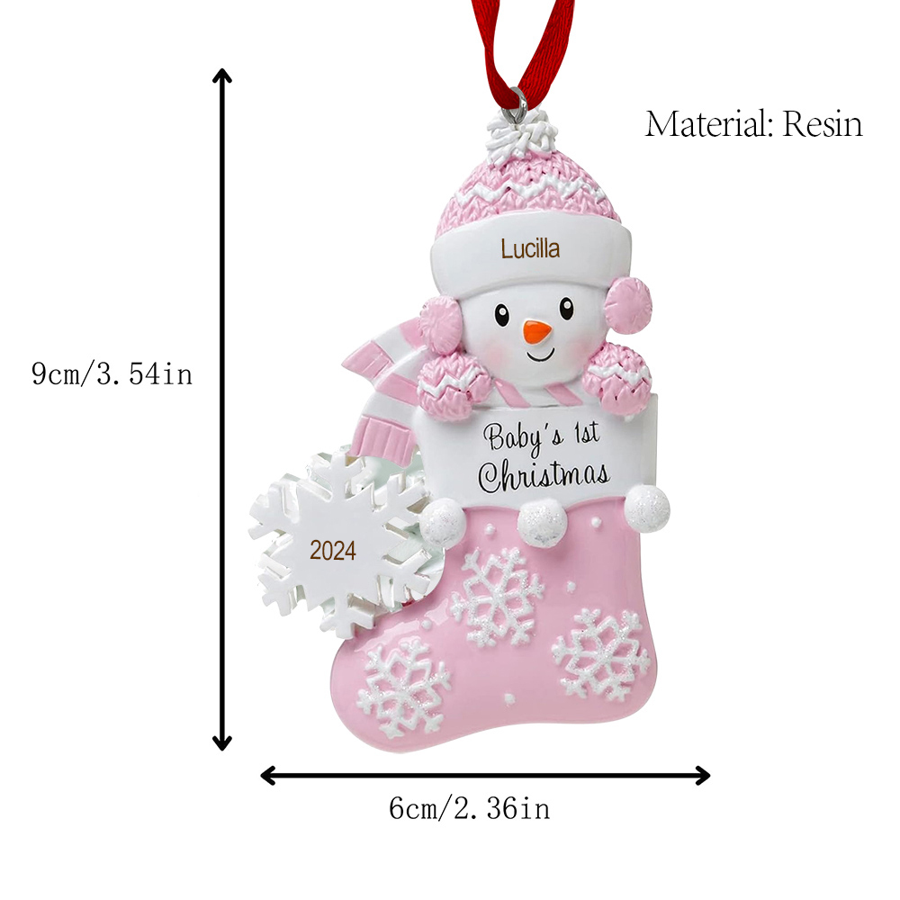 Personalised Christmas Stockings Ornaments Customised Name & Date Christmas Decor - Baby's 1st Christmas Gifts-Jessemade AU