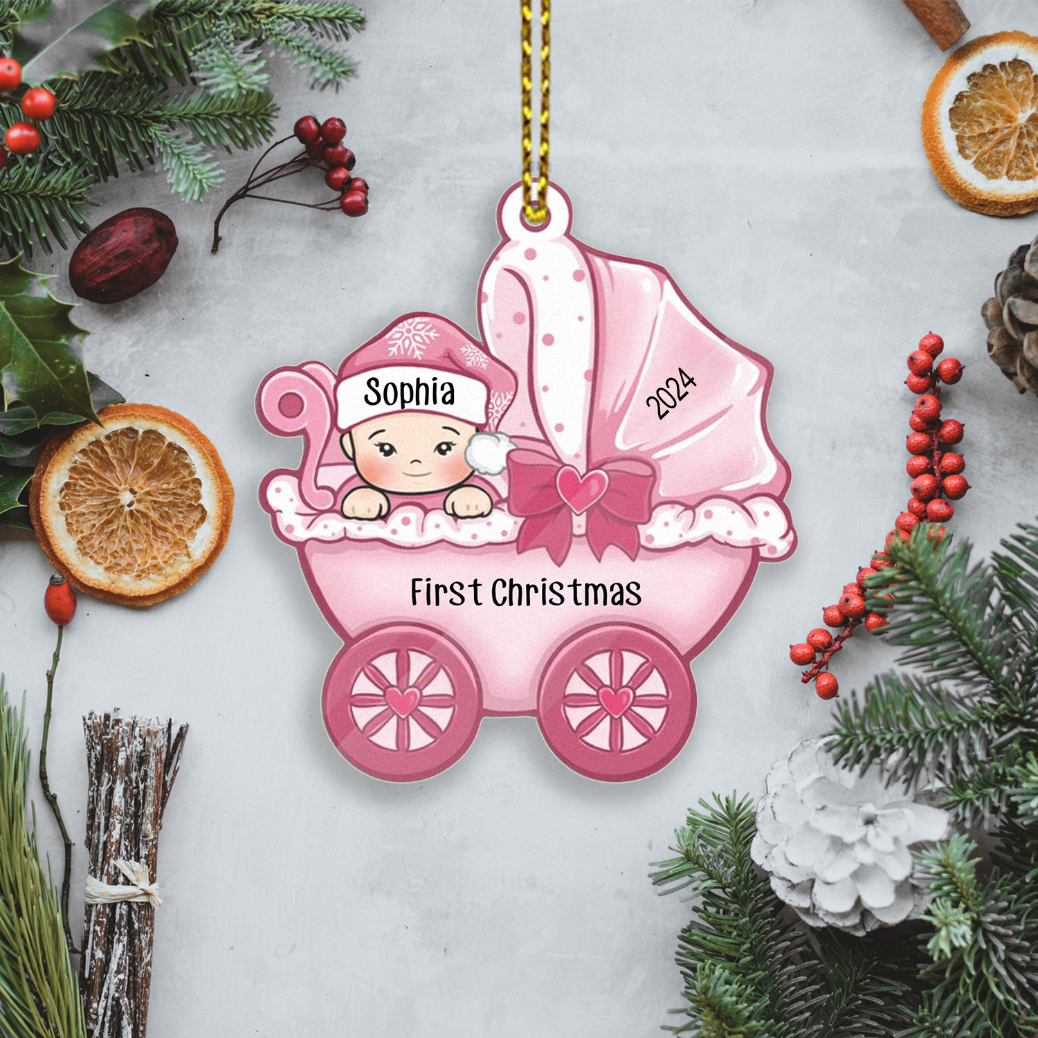 Personalised Baby First Christmas Ornament Wooden Ornament Gifts for Family-Jessemade AU