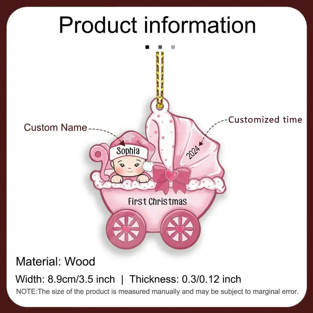 Personalised Baby First Christmas Ornament Wooden Ornament Gifts for Family-Jessemade AU
