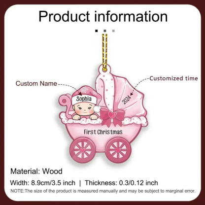 Personalised Baby First Christmas Ornament Wooden Ornament Gifts for Family-Jessemade AU