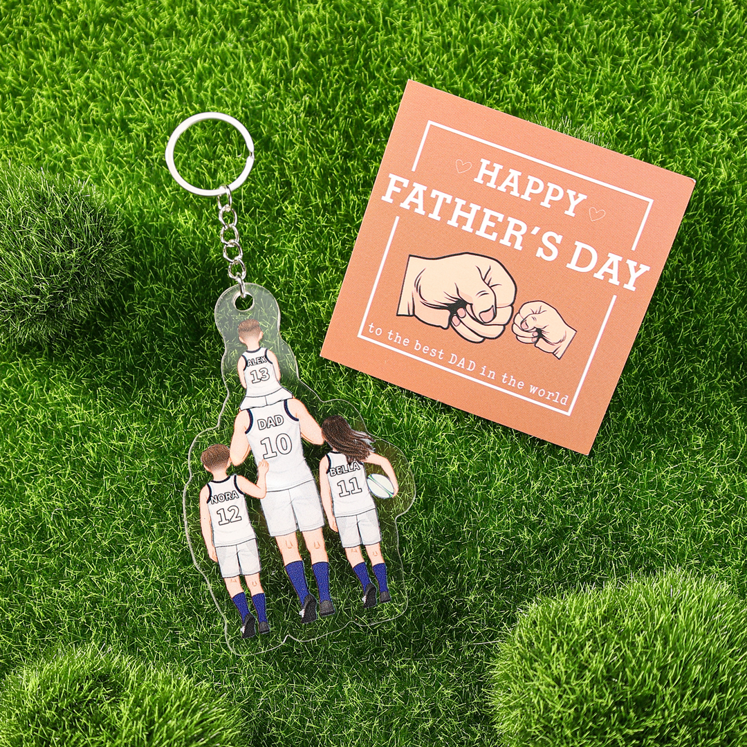 Personalised 2–7 Names Australian Rules Football Family Keychain Custom Acrylic Keychain Gift for Dad