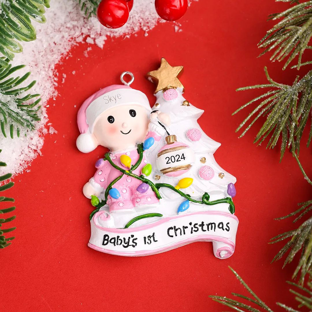 Personalised Christmas Tree Ornaments Customised Name & Date Christmas Decor - Baby's 1st Christmas Gifts