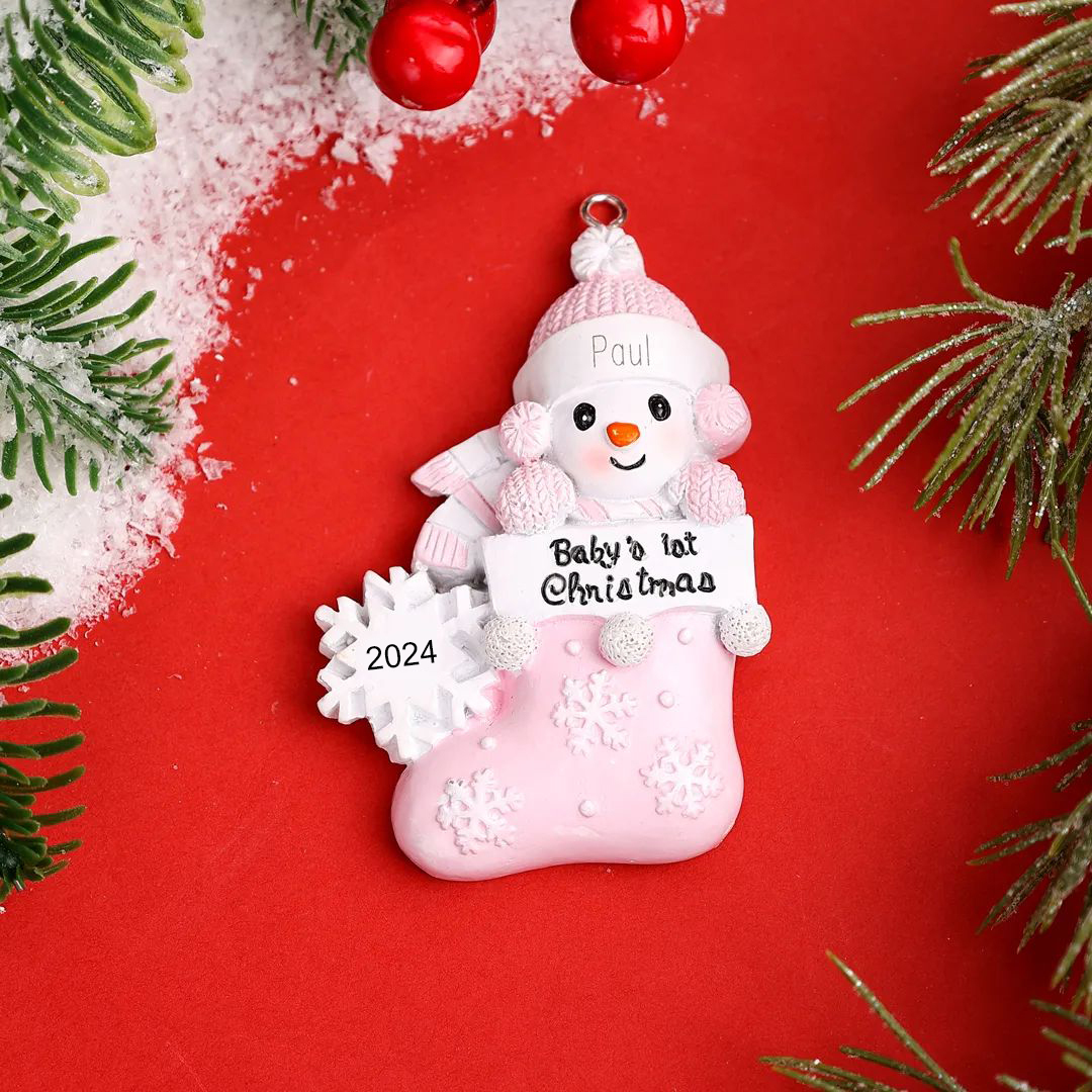 Personalised Christmas Stockings Ornaments Customised Name & Date Christmas Decor - Baby's 1st Christmas Gifts-Jessemade AU