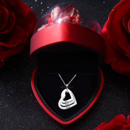 Family Pendant Necklace Heart Matching Necklace Personalised Engraved Names Gift For Women Mothers Necklace Set-Jessemade AU
