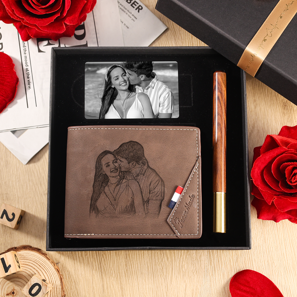 Personalised Gift Set for Him Custom Photo Wallet & Wallet Card Perfect Christmas or Valentines Day Gift