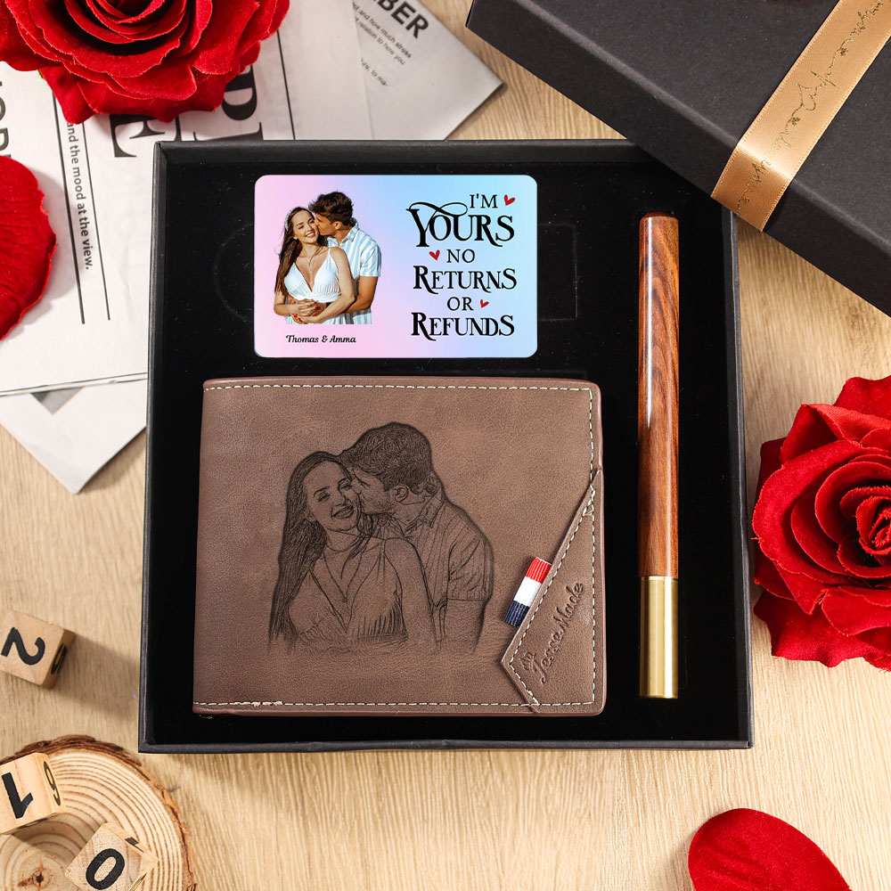 Personalised Gift Set for Him Custom Wallet Gradient I am Yours Wallet Card