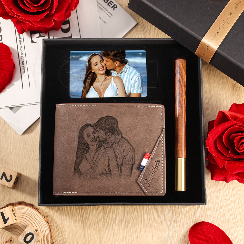 Personalised Gift Set for Him Custom Photo Wallet & Wallet Card Perfect Christmas or Valentines Day Gift