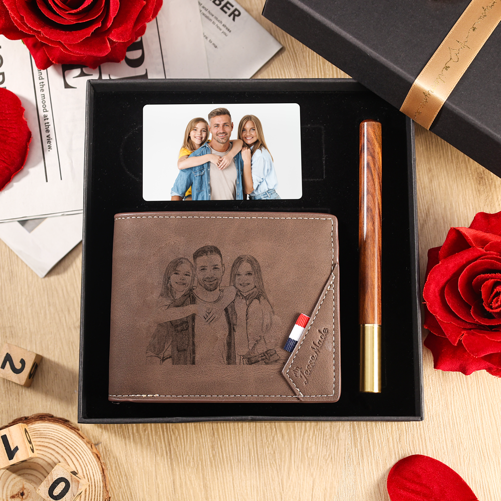 Personalised Gift Set for Him Custom Photo Wallet & Wallet Card Perfect Christmas or Valentines Day Gift