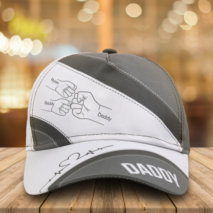Personalised Fist Bump Classical Baseball Cap Custom 3 Names & 1 Text Snapback Adjustable Gift for Dad/Grandpa/Husband-Jessemade AU
