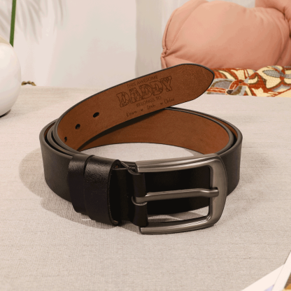 Personalised Leather Belt with 2-7 Names and 1 Letter "This awesome daddy belongs to "| Father’s Day Gift | Jessemade