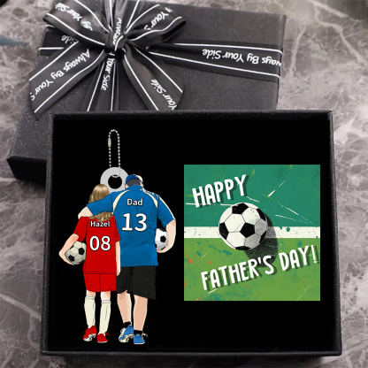Personalised Football Keychain Custom 2 Names and Soccer Keychain Dad & Child Gift for Dad | Jessemade