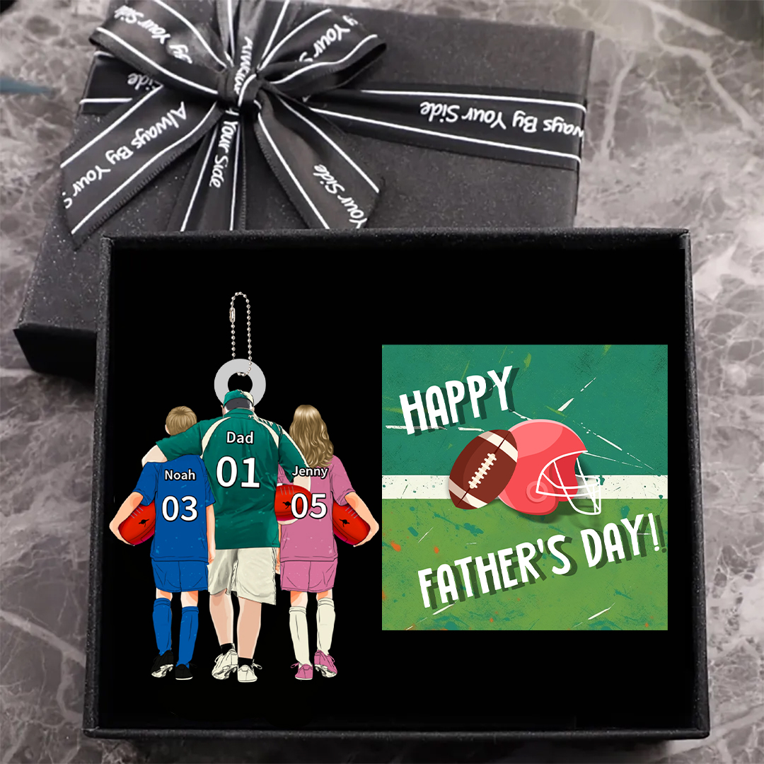 Personalised Aussie Rules Footy Keyring, Custom 3 Names and Numbers Father’s Day Gift for Dad/Footy Fan | Jessemade