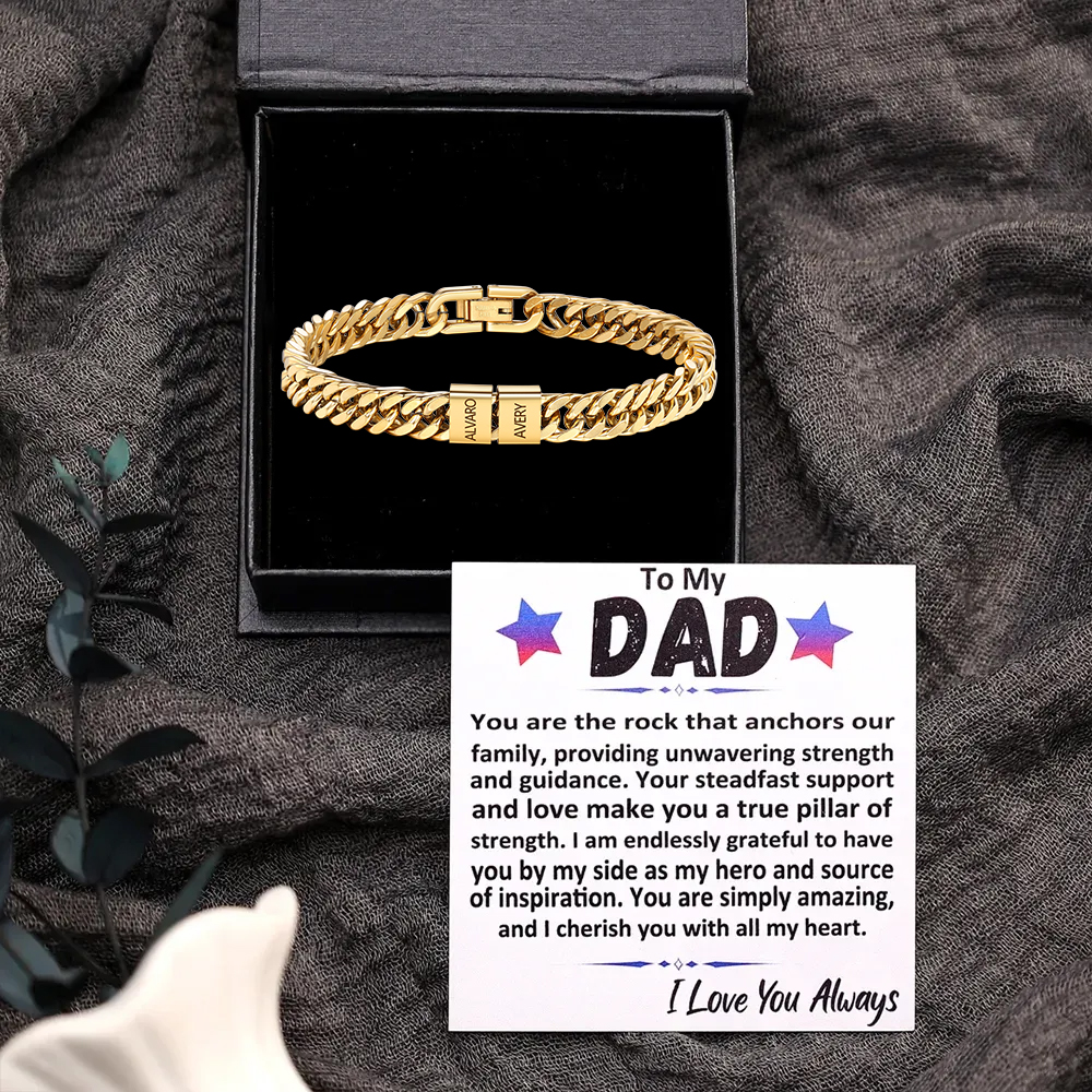 Custom Engraved 2-6 Names Cuban Link Mens Bracelet - Personalised Father's Day Gift for Dad/Grandad | Jessemade