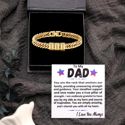 Custom Engraved 2-6 Names Cuban Link Mens Bracelet - Personalised Father's Day Gift for Dad/Grandad | Jessemade