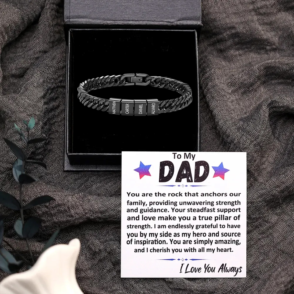 Custom Engraved 2-6 Names Cuban Link Mens Bracelet - Personalised Father's Day Gift for Dad/Grandad | Jessemade