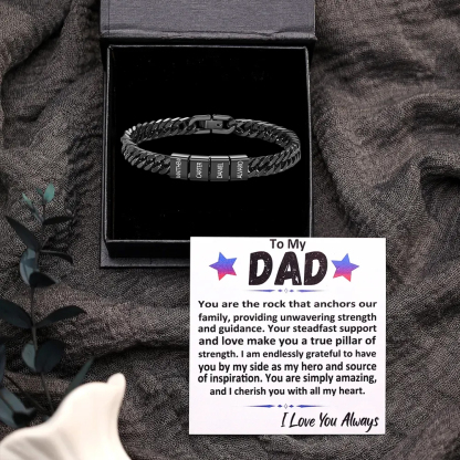 Custom Engraved 2-6 Names Cuban Link Mens Bracelet - Personalised Father's Day Gift for Dad/Grandad | Jessemade