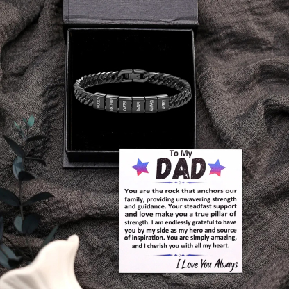 Custom Engraved 2-6 Names Cuban Link Mens Bracelet - Personalised Father's Day Gift for Dad/Grandad | Jessemade