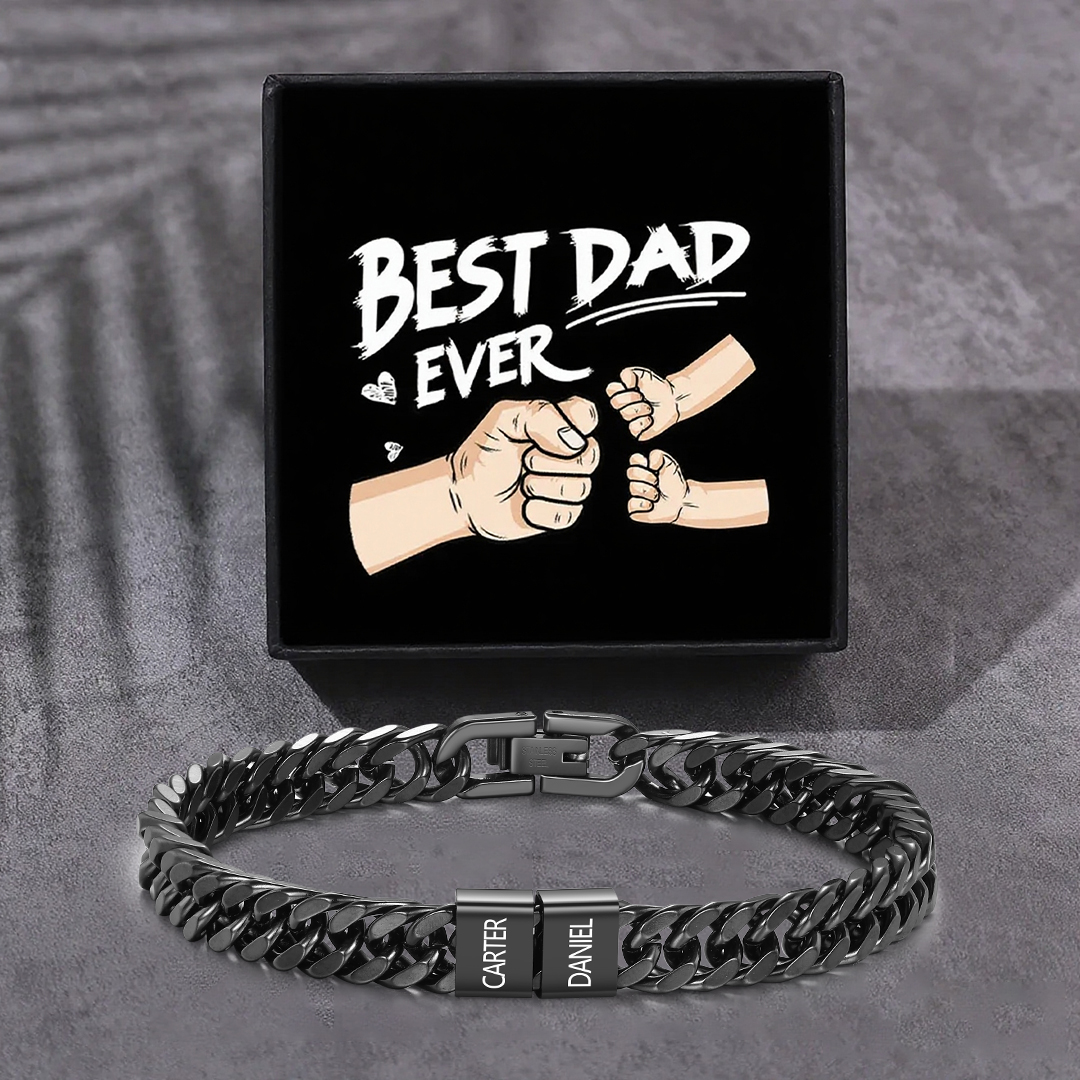 Custom Engraved 2-6 Names Cuban Link Mens Bracelet - Personalised Father's Day Gift for Dad/Grandad | Jessemade