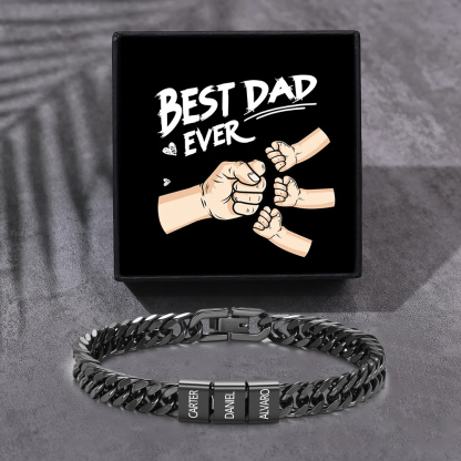 Custom Engraved 2-6 Names Cuban Link Mens Bracelet - Personalised Father's Day Gift for Dad/Grandad | Jessemade