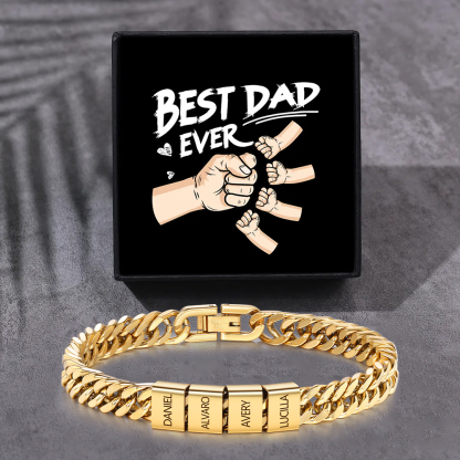 Custom Engraved 2-6 Names Cuban Link Mens Bracelet - Personalised Father's Day Gift for Dad/Grandad | Jessemade