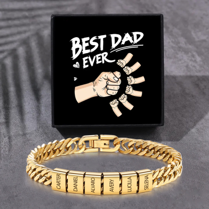Custom Engraved 2-6 Names Cuban Link Mens Bracelet - Personalised Father's Day Gift for Dad/Grandad | Jessemade
