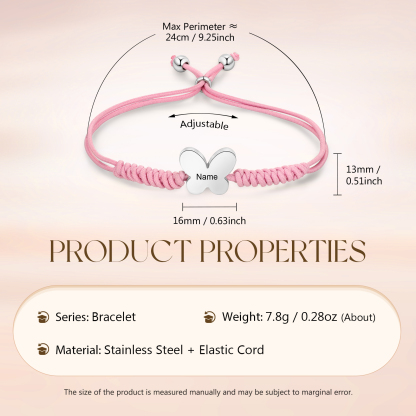 2 Pcs Butterfly Bracelet Set Custom 2 Names Adjustable Bracelets Back to School Gift for Daughter Granddaughter-Jessemade AU